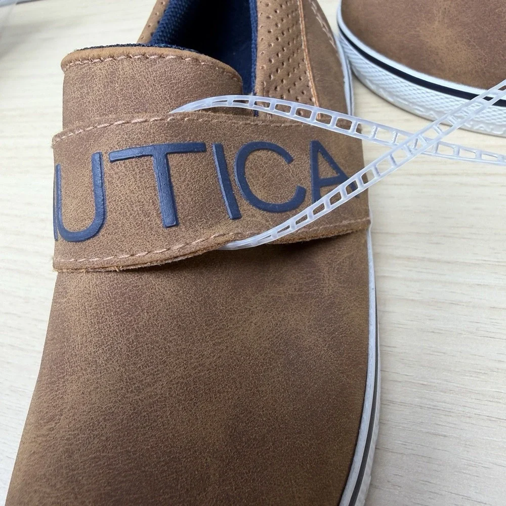 Nautica Orinoco Brown Leather slip On Dress Shoe Sneaker Toddler Size 10‎